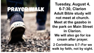 Prayer Walk Clarion